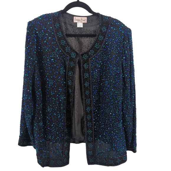 Vintage Beaded Silk Jacket 2X Holiday Glam Formal Holiday Party Event Evening - Picture 1 of 12